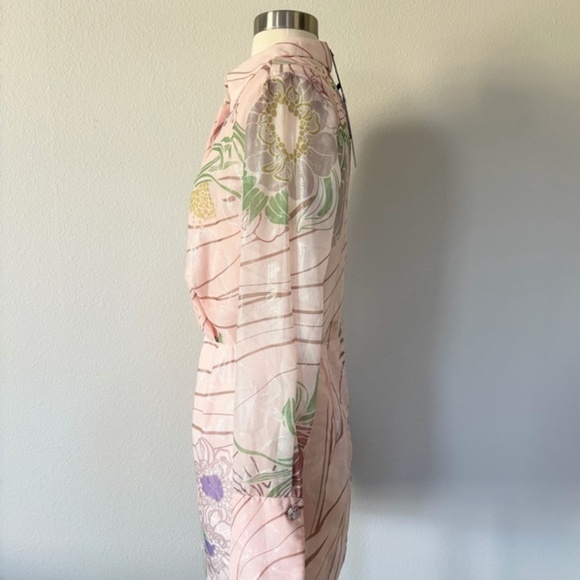 Sabina Musayev NWT Abbey Long Sleeve Floral Shimmer Mini Dress Blush Print XS - Picture 6 of 9